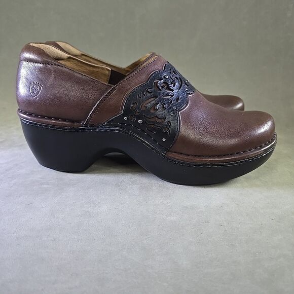 Ariat Shoes Womens Size 10B Leather Slip On Comfort Clog Floral 20838 - Picture 8 of 11